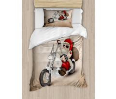 Cool Santa on Bike Duvet Cover Set