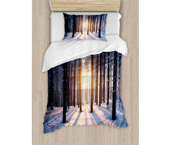 Sunset at Wintertime Duvet Cover Set