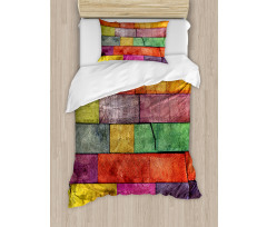 Rainbow Timber Art Duvet Cover Set