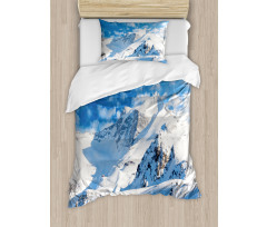 Snowy Mountain Ski Duvet Cover Set
