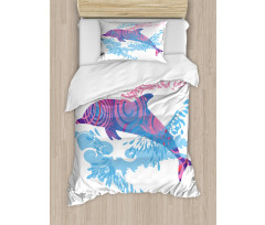 Cartoon Jumping Dolphin Duvet Cover Set