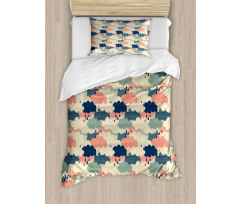 Rain Colorful Clouds Duvet Cover Set