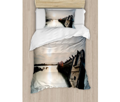 Sinking Boat Sunset Duvet Cover Set