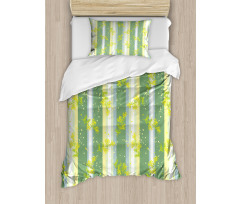 Spring Striped Flowers Duvet Cover Set