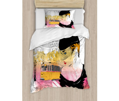 Retro Lady Sketch Art Duvet Cover Set