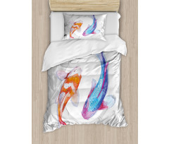 Watercolor Japanese Carps Duvet Cover Set