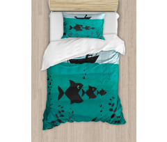 Fishing on Boat Nautical Duvet Cover Set