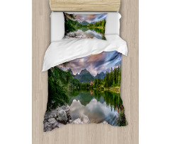 Lake by Forest Mountain Duvet Cover Set