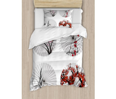 Floral Art on Umbrella Duvet Cover Set