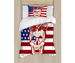 Skull Flowers Duvet Cover Set