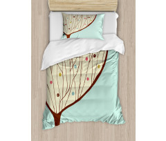 Aqua Hand Drawn Tree Duvet Cover Set