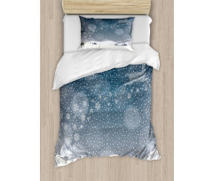 Snowy Landscape at Night Duvet Cover Set