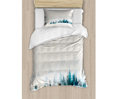 Watercolor Art Pine Trees Duvet Cover Set