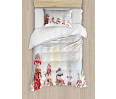 Little Snowmen in Snow Duvet Cover Set