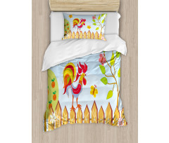Tree Butterfly and Flower Duvet Cover Set