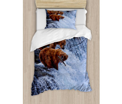 Wild Bear Fish Nature Duvet Cover Set