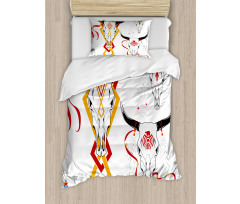 Bulls Head with Feather Duvet Cover Set