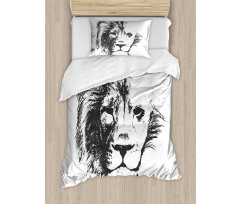 Sketchy Jungle Lion Duvet Cover Set