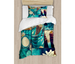 White Daisies Collage Duvet Cover Set