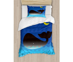 Whale in Ocean and Star Duvet Cover Set