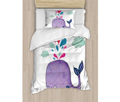 Smiley Whale with Cloud Duvet Cover Set