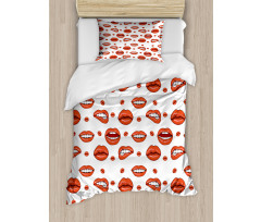 Woman Lips with Gestures Duvet Cover Set