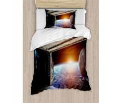 Earth Galaxy Space Duvet Cover Set