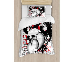 Skull Eagle Love Hearts Duvet Cover Set