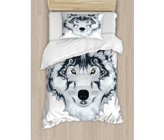 Tibal Wild Wolf Tattoo Duvet Cover Set