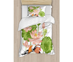 Mandarin in Pond Duvet Cover Set