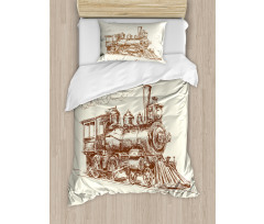 Old Vintage Train Duvet Cover Set