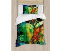 Eastern Grunge Trees Duvet Cover Set