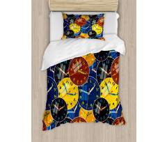 Clock Faces Pattern Duvet Cover Set