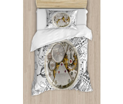 Alarm Clock with Clouds Duvet Cover Set