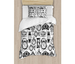 Hand Drawn Clocks Duvet Cover Set