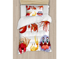 Crab Hermit Crab Lobster Duvet Cover Set