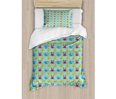 Whales Crabs Duvet Cover Set