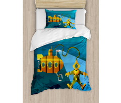 Diver Dolphins Duvet Cover Set