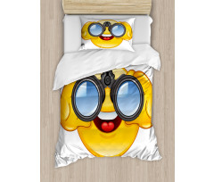 Smiley Face and Telescope Duvet Cover Set