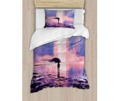 Girl in Wind Composition Duvet Cover Set