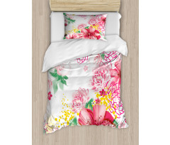 Flowers and Dots Duvet Cover Set