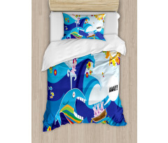 Whale Fish Rabbit Sun Duvet Cover Set