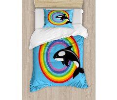 Rainbow Round and Whale Duvet Cover Set