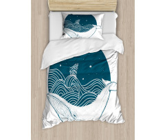 Whale and Stars Old Ship Duvet Cover Set