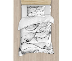 Hand Drawn Single Whale Duvet Cover Set