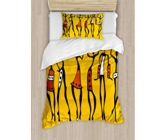 Sketchy Graphical Dancer Duvet Cover Set