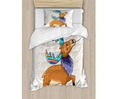 Colorful Fun Boho Deer Duvet Cover Set