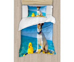 Dog Duck Surfing Duvet Cover Set