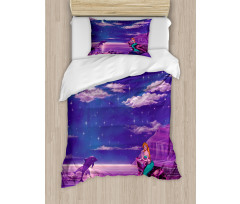 Cartoon Style Dolphins Duvet Cover Set