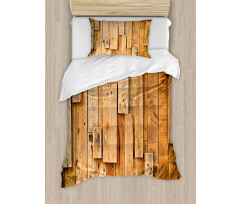 Lodge Wall Planks Print Duvet Cover Set